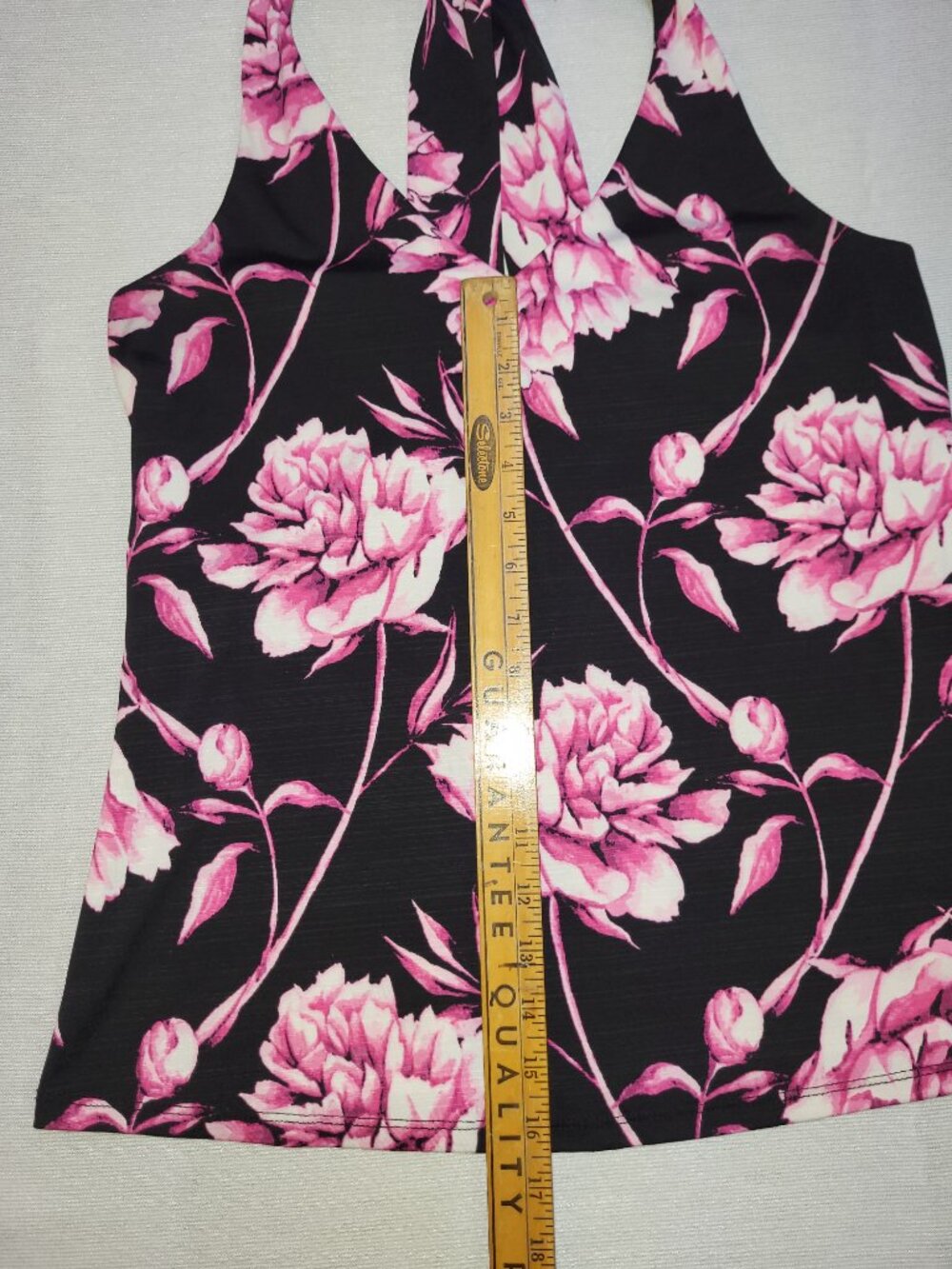 Ricki's Floral Tank Top Women's Small Black Pink Sleeveless V-Neck Blouse - Picture 11 of 12